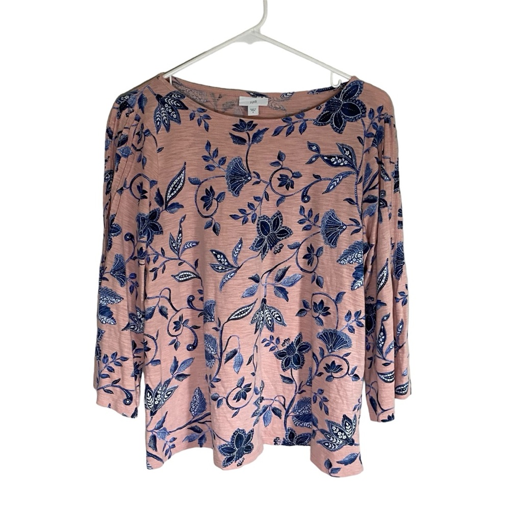 J. Jill Women’s Cotton Blend Pink 3/4 Sleeve Top
